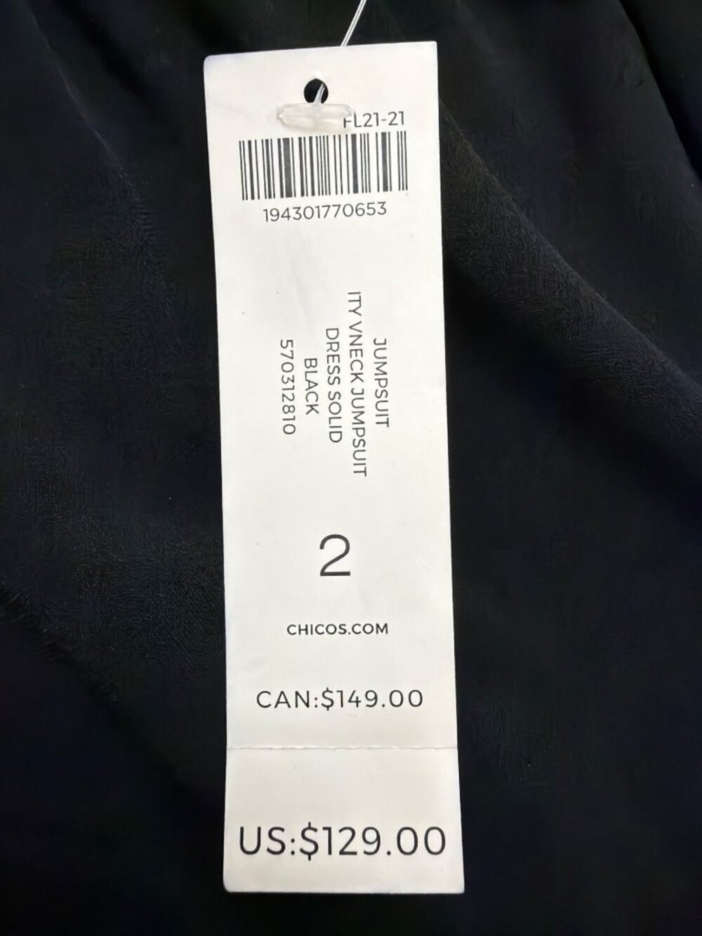 Chicos Womens Black Faux-Wrap Tie-Belt Jumpsuit Size 2 (12/14 ) - Picture 9 of 12